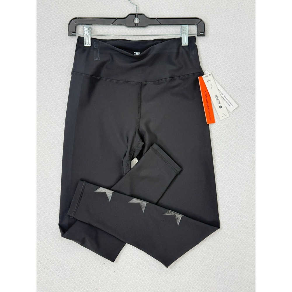 Aqua Athletic Black High Rise Star Foil Leggings Small NWT Bloomingdale's $68 SM